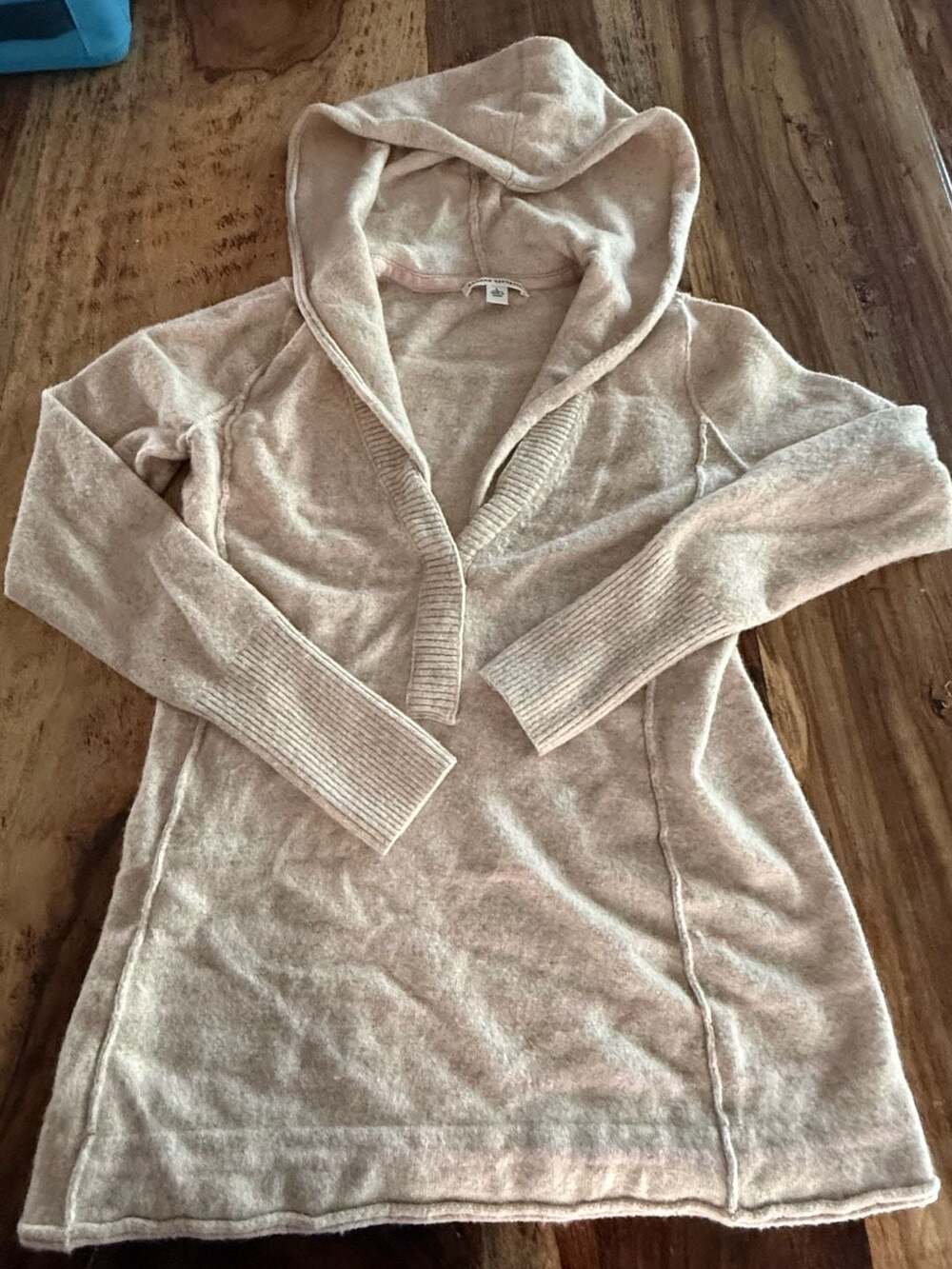 Banana Republic Hooded Sweater Size L Beige Wool Cashmere Blend